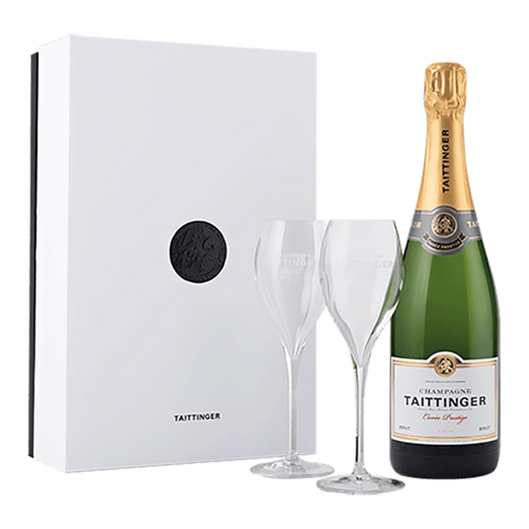 Taittinger Brut Reserve + 2 Wine Glasses Gift Box Taittinger Brut Reserve + 2 Wine Glasses Gift Box