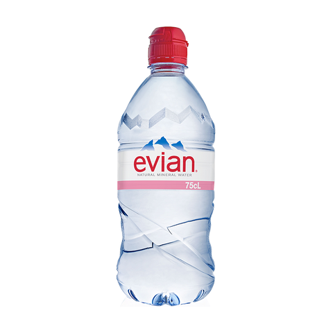 Evian Natural Mineral Water (750ML Sports Cap PET Bottle x 12)