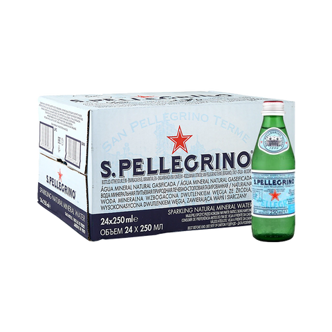 San Pellegrino Natural Sparkling Mineral Water (250ML x 24 Glass bots)