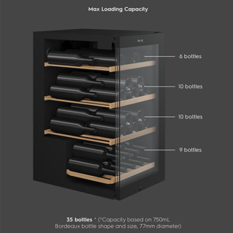 Vintec Pure Noire 35 VWS830FAS-X Sold Door (35 bottles) <b>*Free Riedel Wine Glass*</b>