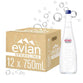 Evian Sparkling Carbonated Natural Mineral Water (750ML Glass Bottle x 12)