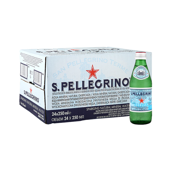 San Pellegrino Natural Sparkling Mineral Water (250ML x 24 Glass bots)